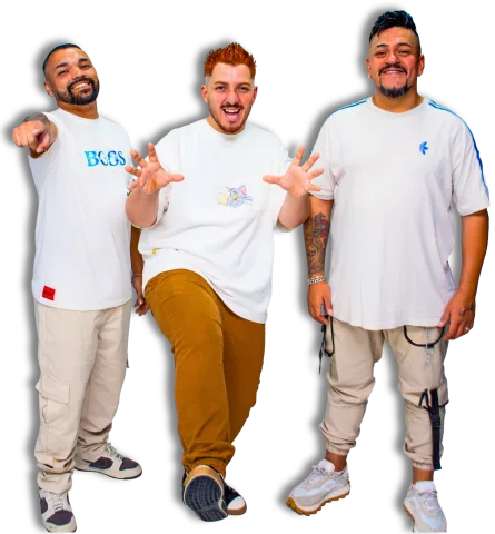 Foto da banda Sempre Vira Samba nos bastidores